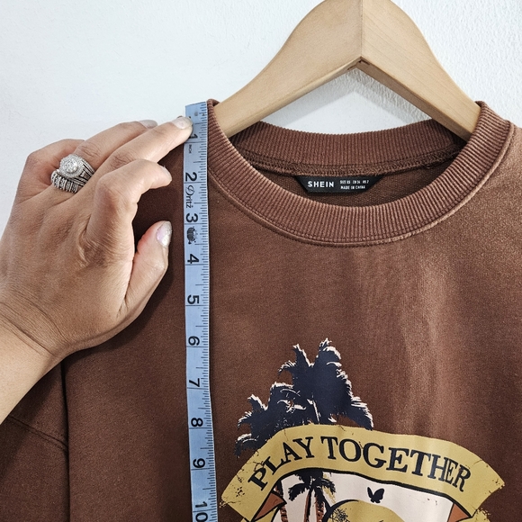 Shein Women Drop Shoulder Slogan Graphic Print Pullover Sweatshirt - Picture 6 of 12